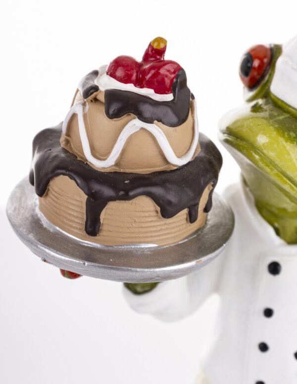 Figurka żaba zielona, żaba kucharz cukiernik