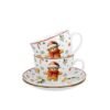 Komplet filiżanek świątecznych 2x Filiżanka Podstawka zestaw porcelana miś