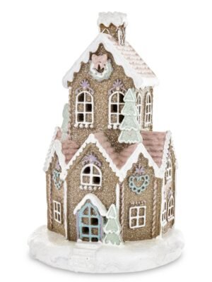 Świąteczny Domek Chatka Gingerbread z Oświetleniem LED – 32CM PREZENT