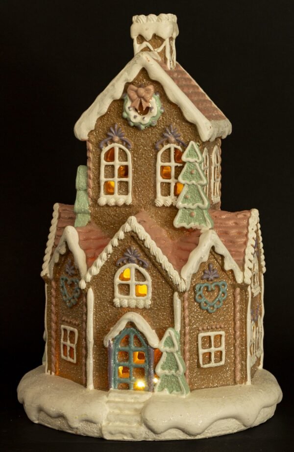 Świąteczny Domek Chatka Gingerbread z Oświetleniem LED – 32CM PREZENT