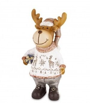 Figurka Jeleń w sweterku i czapce