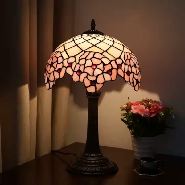 Lampa witrażowa w stylu Tiffany, Kwiat wiśni, Duża