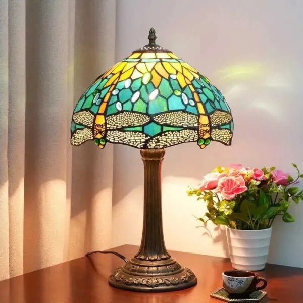 Lampa witrażowa w stylu Tiffany, Ważka pod słońcem , Duża