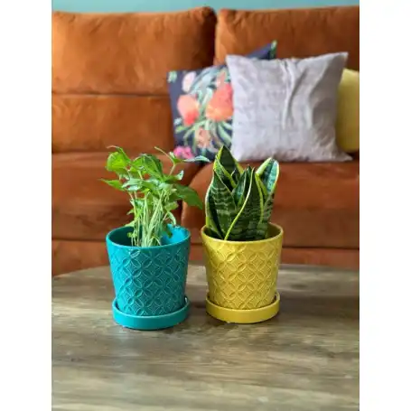 Donica z podstawką turkusowa