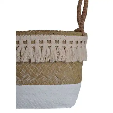 DONICZKA CERAMICZNA BOHO PODŁUŻNA BEŻOWO-BIAŁA DUŻA