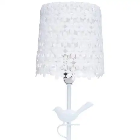 LAMPKA NOCNA BIAŁA AŻUROWA Z PTASZKIEM