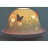 LAMPION PORCELANOWY AŻUROWY Z RÓŻOWYMI MOTYLKAMI