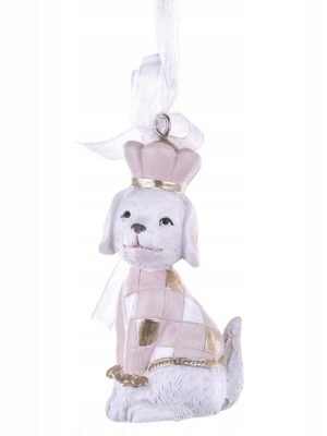 pies-1.jpg Zawieszka na choinkę BIAŁY PIESEK róż 7,5x3cm