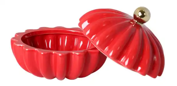 PUZDERKO CERAMICZNE CZERWONO-ZŁOTE MAŁE