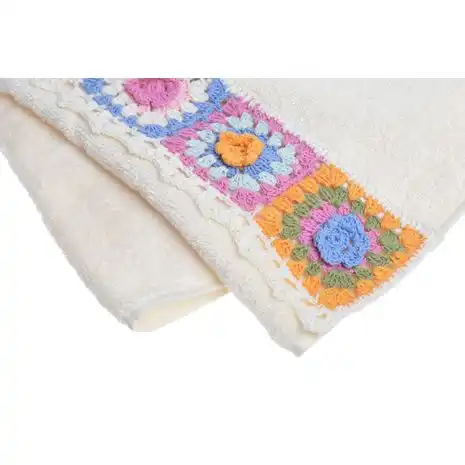 RĘCZNIK KREMOWY W KWIATKI DUŻY 60X110CM
