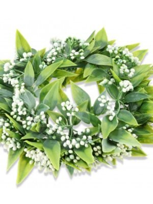 WIANEK DEKORACYJNY KWIATOWY STROIK Z KULKAMI 23CM