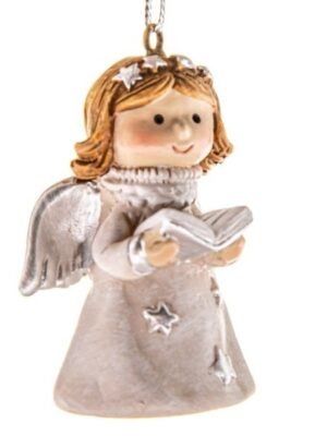 Anioł z książką 5 cm. Polyresinowa zawieszka