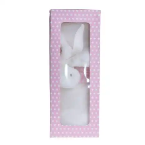 KOCYK Z KRÓLICZKIEM W PUDEŁKU BIAŁO-RÓŻOWY 72X70CM