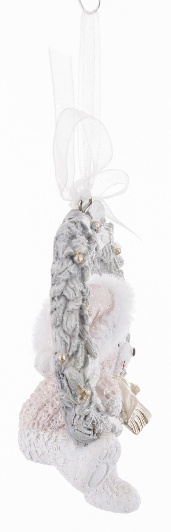 Zawieszka na choinkę MIŚ W WIEŃCU 10x8cm