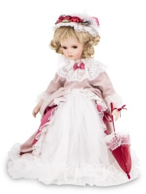 zz-1.jpg Porcelanowa dekoracyjna duża kolekcjonerska lalka w sukience