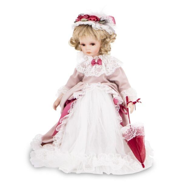 Porcelanowa dekoracyjna duża kolekcjonerska lalka w sukience