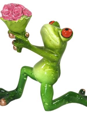 Figurka dekoracyjna Żaba z kwiatami 12cm