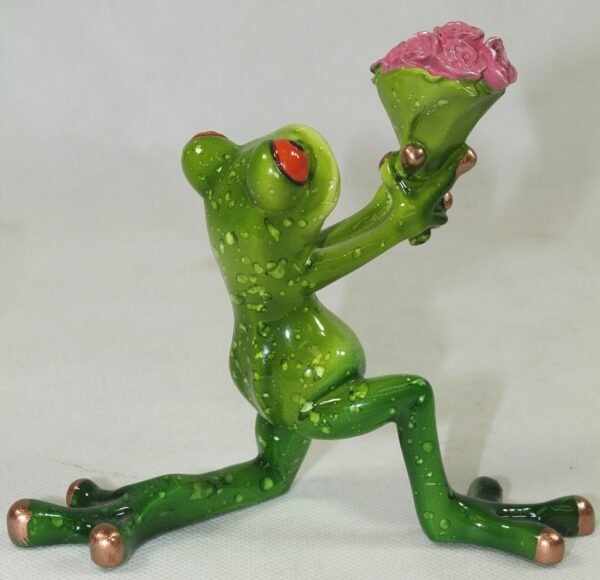 Figurka dekoracyjna Żaba z kwiatami 12cm