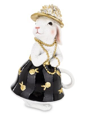 Dekoracyjna figurka zająca – elegancka dama w kapeluszu