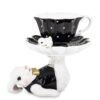 Królik króliczek mały figur figurka czarno biało złoty filiżanka
