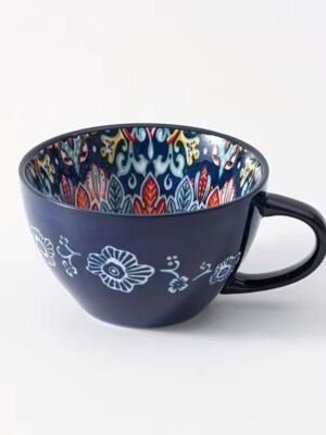 Granatowy kubek ceramiczny w stylu boho 400ml