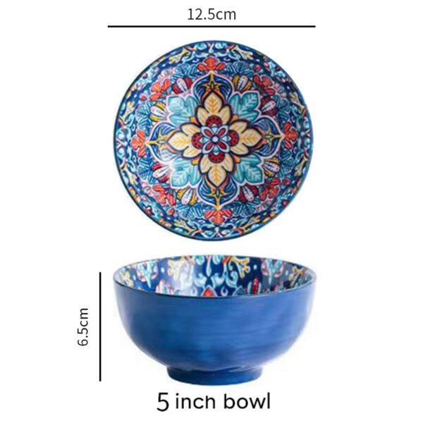 Miska ceramiczna w stylu boho, niebieska - 400ml
