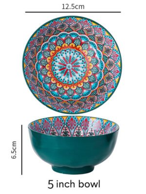 Miska ceramiczna w stylu boho, zielona - 400ml