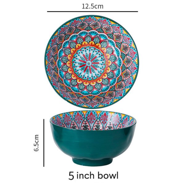 Miska ceramiczna w stylu boho, zielona - 400ml