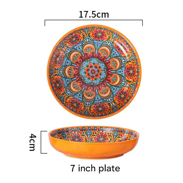 Piękny talerz ceramiczny w stylu boho, pomarańcz.- 17,5 cm średnicy