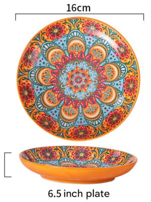 Piękny talerz ceramiczny w stylu boho, pomarańcz.- 16 cm średnicy