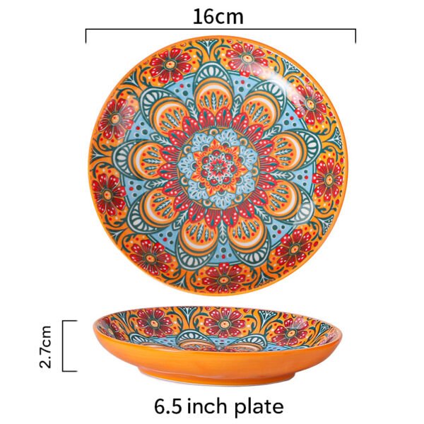 Piękny talerz ceramiczny w stylu boho, pomarańcz.- 16 cm średnicy