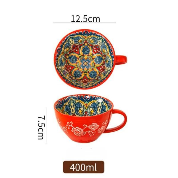 Kubek ceramiczny w stylu Boho 400ml - czerwony