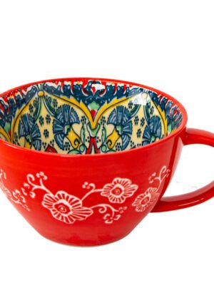 Kubek ceramiczny w stylu Boho 400ml - czerwony