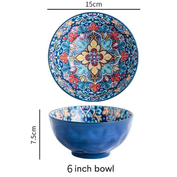 Miska ceramiczna w stylu boho, niebieska - 700ml