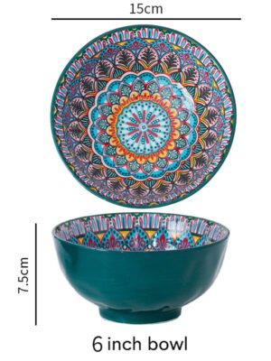 Miska ceramiczna w stylu boho, zielona - 700ml