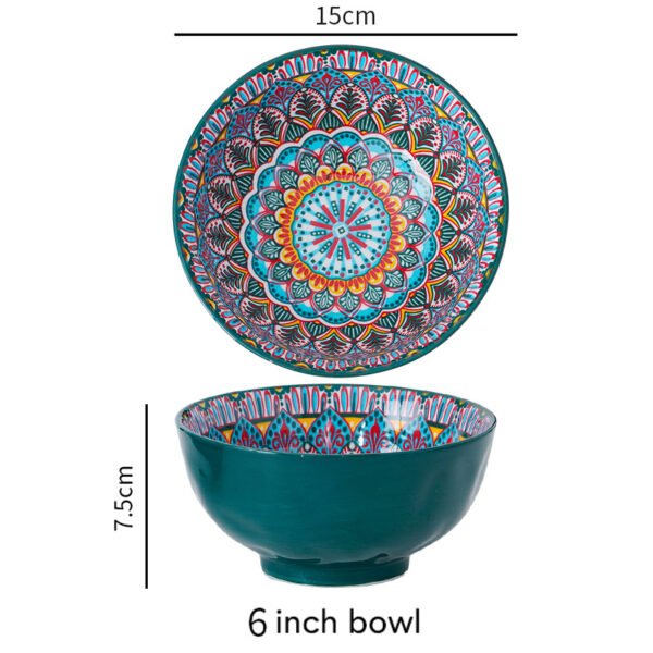 Miska ceramiczna w stylu boho, zielona - 700ml