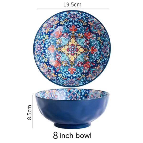 Miska ceramiczna w stylu boho, niebieska - 1400ml