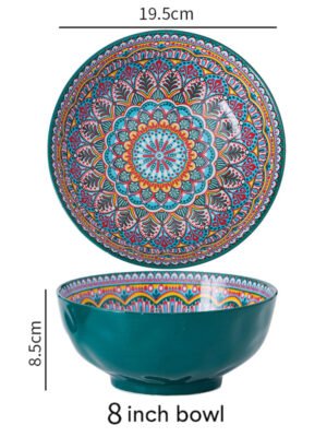 Miska ceramiczna w stylu boho, zielona - 1400ml