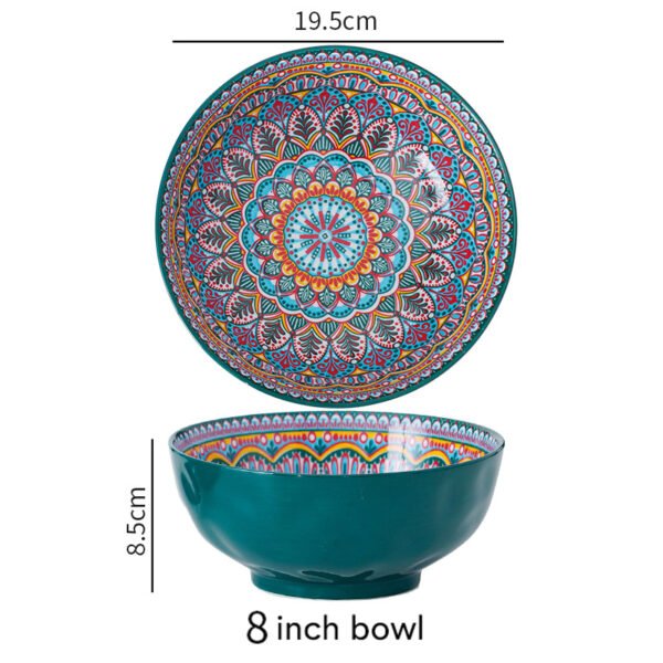Miska ceramiczna w stylu boho, zielona - 1400ml