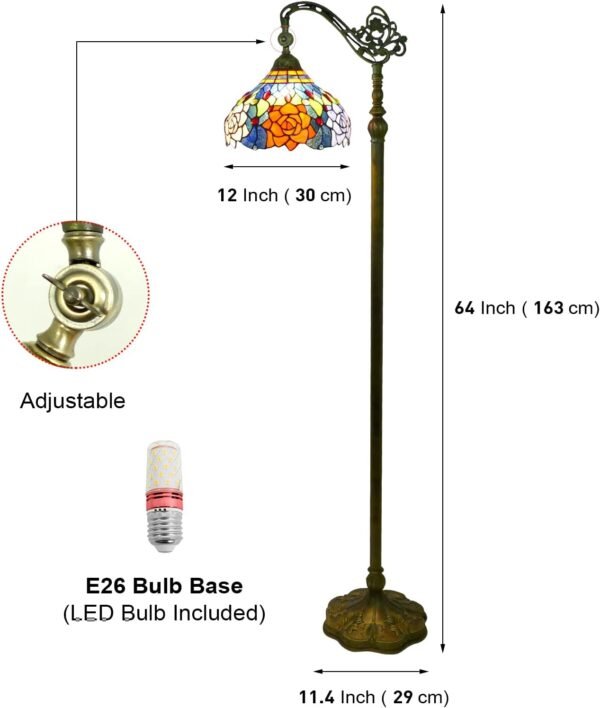 Lampa witrażowa w stylu Tiffany, podłogowa, wys. 163cm