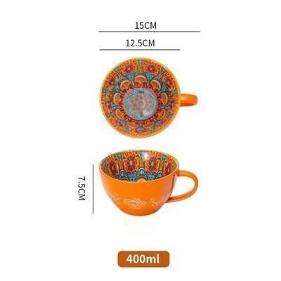 Pomarańczowy kubek ceramiczny 400ml w stylu Boho
