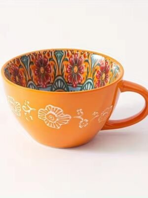 Pomarańczowy kubek ceramiczny 400ml w stylu Boho