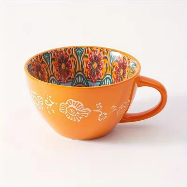 Pomarańczowy kubek ceramiczny 400ml w stylu Boho