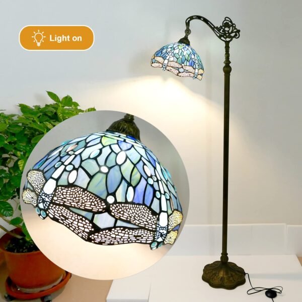 Lampa witrażowa w stylu Tiffany, podłogowa, wys. 163cm