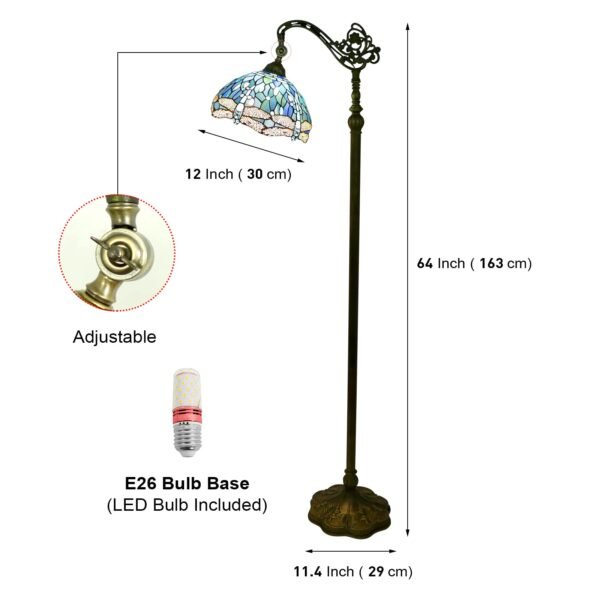 Lampa witrażowa w stylu Tiffany, podłogowa, wys. 163cm