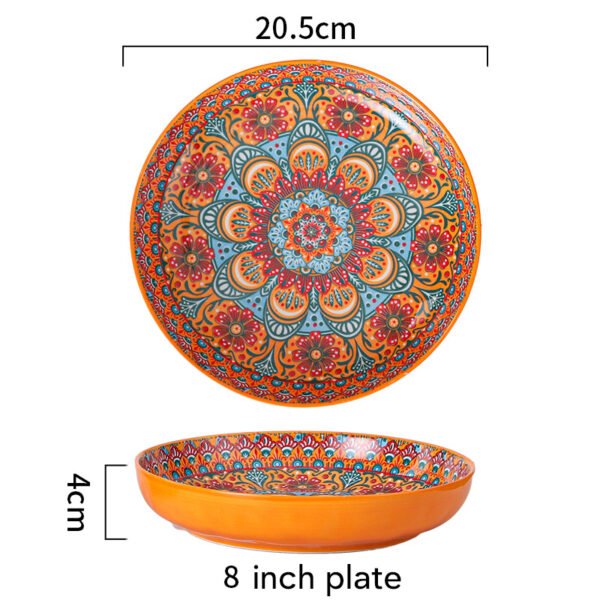 Piękny talerz ceramiczny w stylu boho, pomarańcz.- 20,5cm średnicy