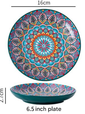 Piękny talerz ceramiczny w stylu boho, zielony.- 16 cm średnicy