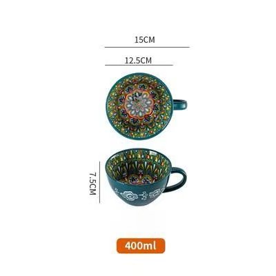 Zielony kubek ceramiczny 400ml w stylu Boho