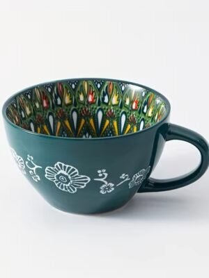 Zielony kubek ceramiczny 400ml w stylu Boho