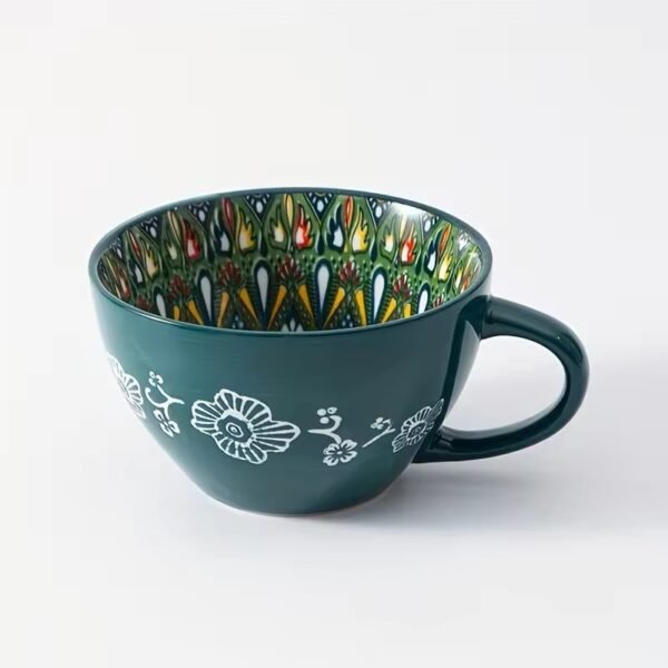 Zielony kubek ceramiczny 400ml w stylu Boho